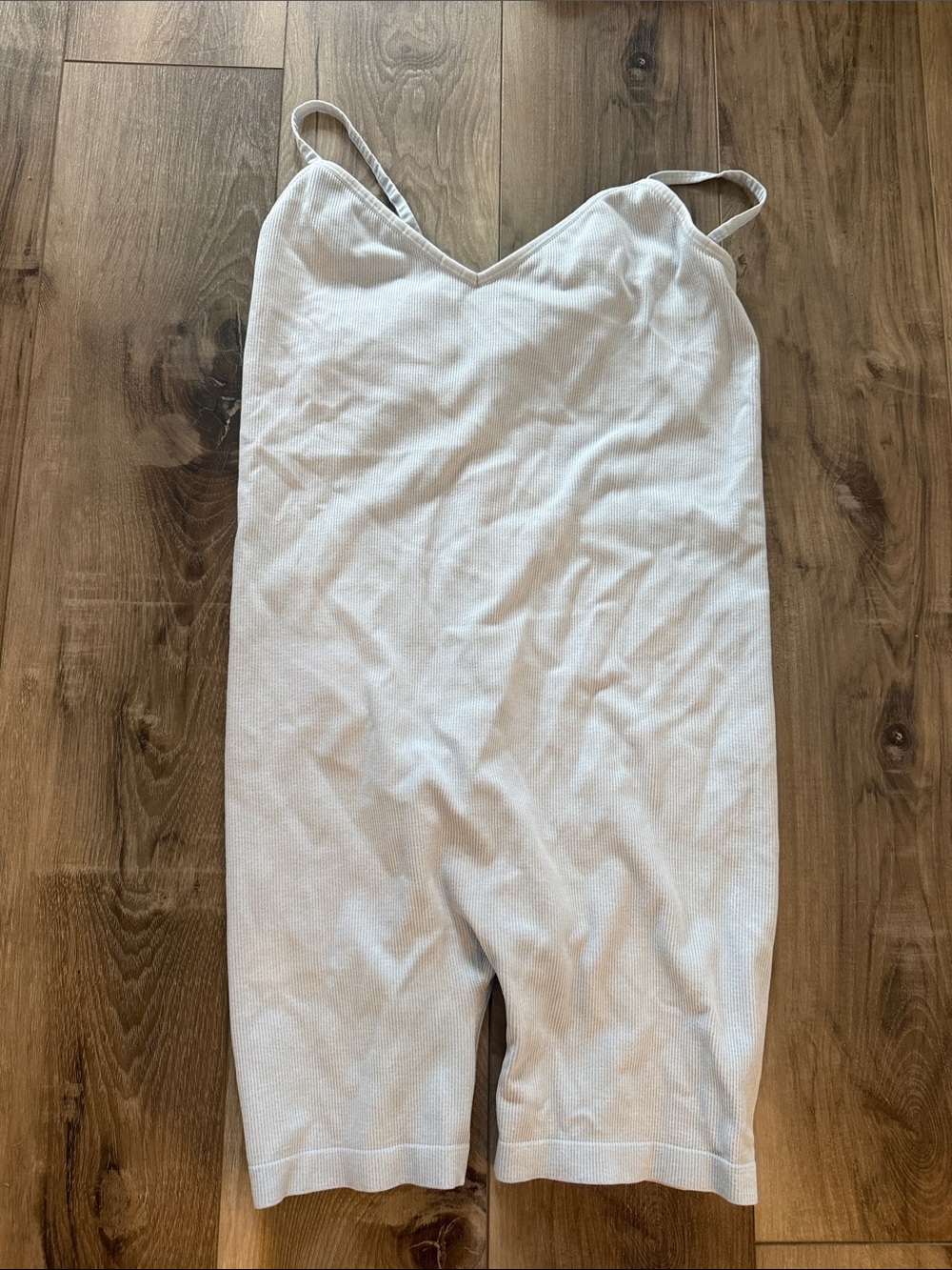 Hatch Light Gray Ribbed Spaghetti-Strap Jumpsuit